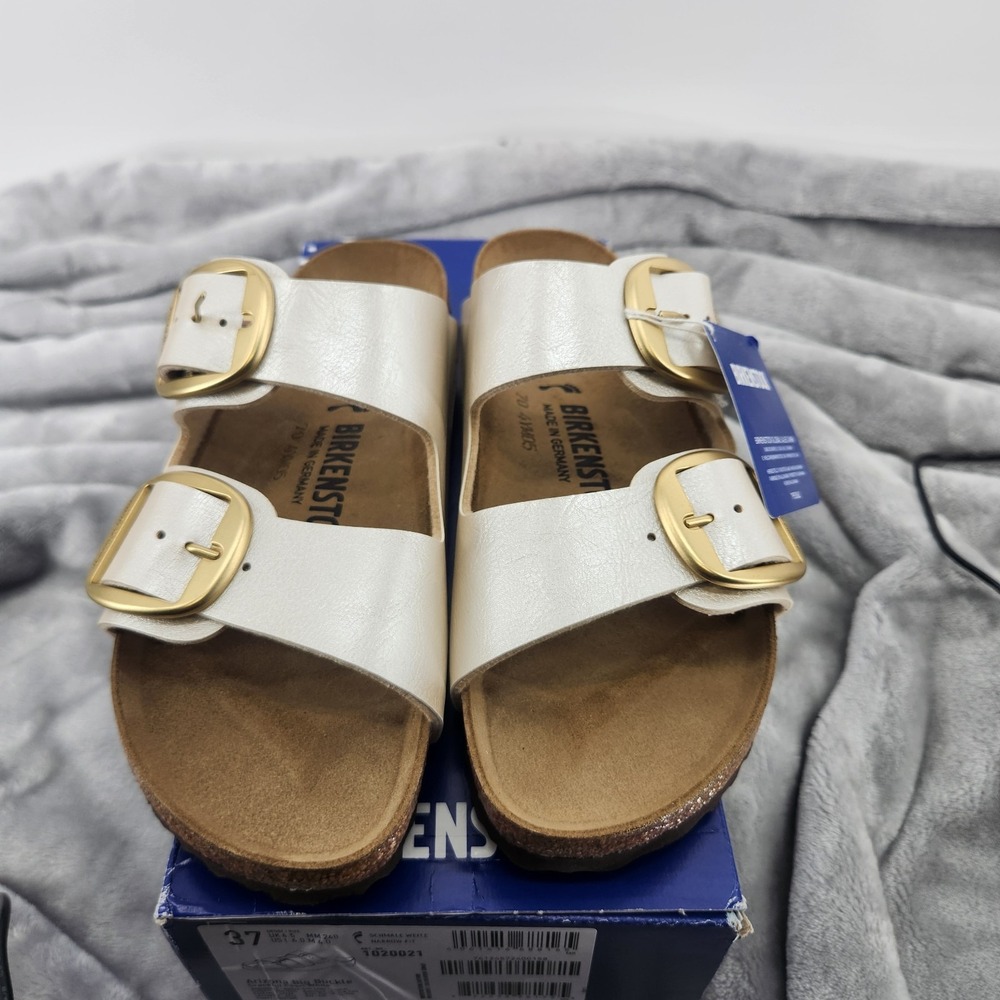 Birkenstock Size 6 Graceful Pearl White Arizona Big Buckle Sandals NWB